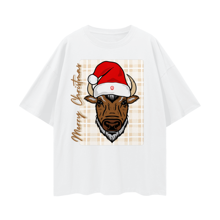 santa hat,merry christmas,brown,red,green,khaki,white,drop shoulder tee,casual,holiday season